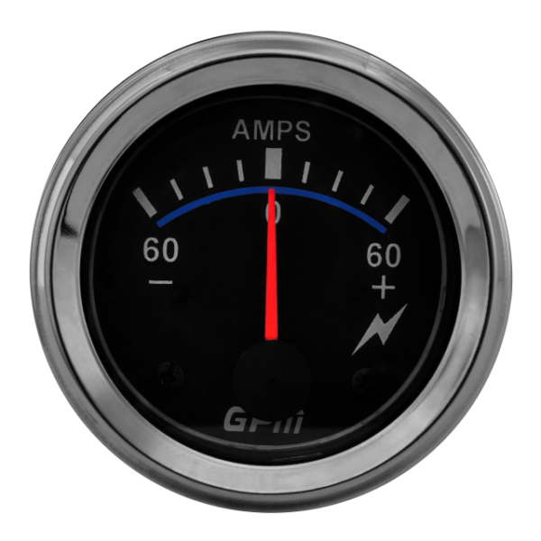 Medidor amperimetro bateria 60-60 t.negro-aro cromado gpm