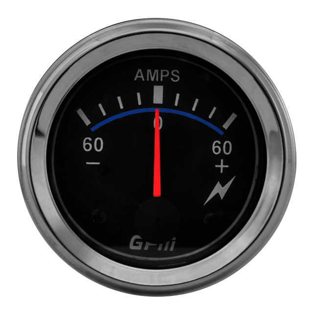 Medidor amperimetro bateria 60-60 t.negro-aro cromado gpm