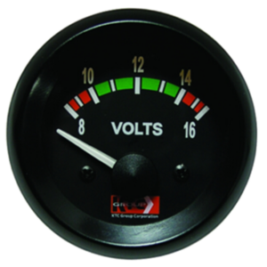 MEDIDOR VOLTIMETRO 12V T.NEGRO-ARO NEGRO KTC
