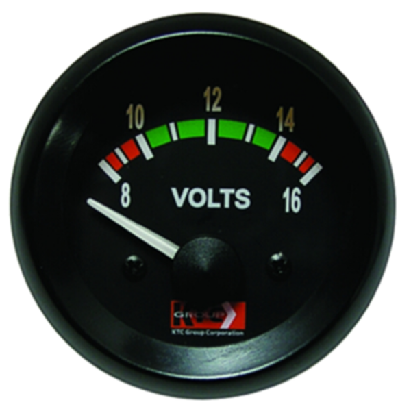 MEDIDOR VOLTIMETRO 12V T.NEGRO-ARO NEGRO KTC