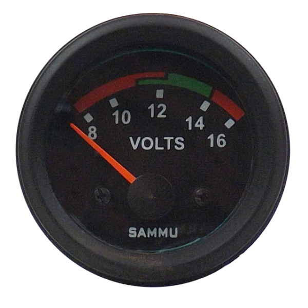 Medidor voltimetro 12v negro t.negro-aro negro gpm