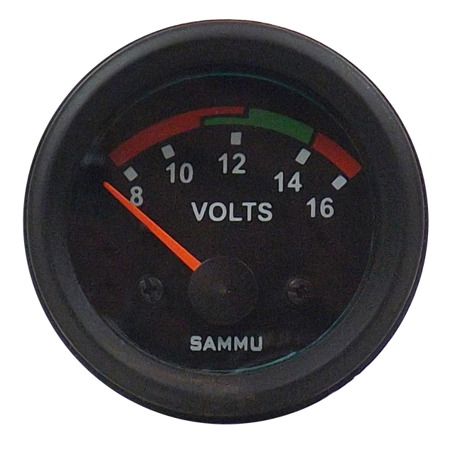 Medidor voltimetro 12v negro t.negro-aro negro gpm