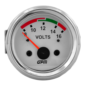 Medidor voltimetro 12v t. blanco-aro cromado gpm