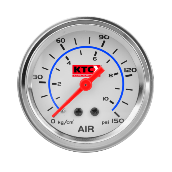 Medidor aire aguja sencilla mecanico 150psi t.blanco-aro cromado ktc