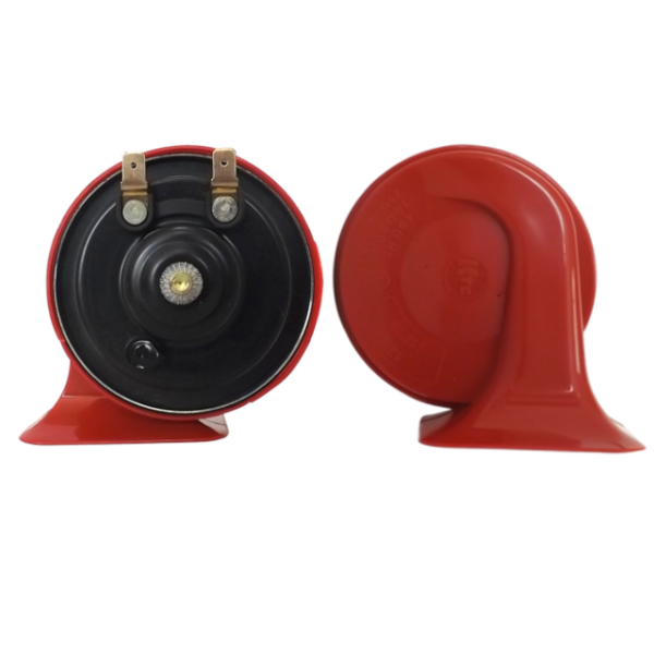 PITO 12V 90MM TIPO CORNETA ROJO (JGOX2) 490Hz-410Hz 105dB-118dB