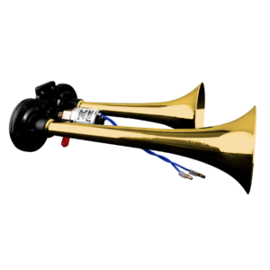 CORNETA DOBLE DORADA 232*295mm CON VALVULA 12V-24V 1PC