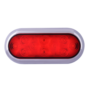 LAMPARA STOP OVALADA 6" 10 LED ROJO CON BISEL EN ABS CROMADO Y CABLES 24V