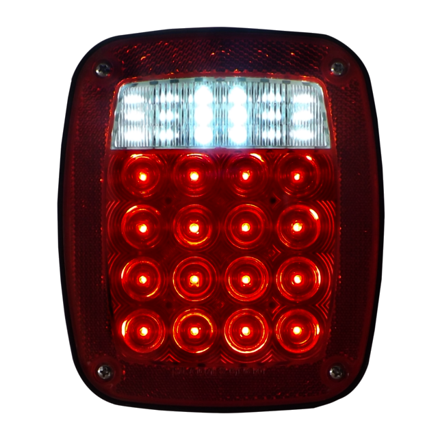 LAMPARA STOP 34 LED ROJO/BLANCO CON 3 TORNILLOS UNIVERSALES Y CABLES SIN LUZ PLACA 12V L/R