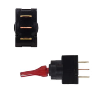 SWITCH 1 GOLPE 3P SPST ON-OFF CODILLO PLASTICO ROJO 12V-20AMP