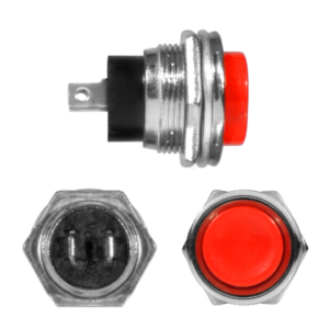 SWITCH STARTER REDONDO METALICO TECLA ROJA (O16MM) 12V-4AMP