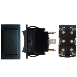 SWITCH ELEVAVIDRIOS 6P TECLA NEGRA 4.3X2.5CM 12V-30AMP