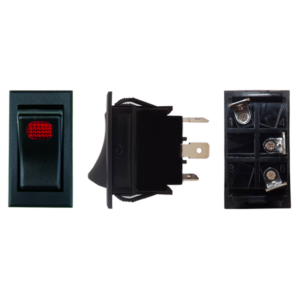SWITCH 1 GOLPE 3P SPST ON-OFF TECLA PILOTO ROJO 4.3X2.5CM 12V-20AMP