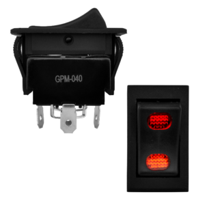 SWITCH 2 GOLPES 4P TECLA PILOTO ROJO-AMARILLO 4.3X2.5 24V (GPM-040)