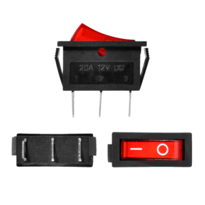 SWITCH (CAJAX10) 1 GOLPE 3P SPST ON-OFF TECLA ROJA 3X1CM 12V-35AMP