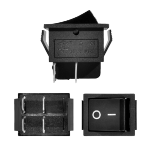 SWITCH (CAJAX10) 1 GOLPE 4P DPST ON-OFF TECLA NEGRA 2.85X2.2CM 12V-35AMP