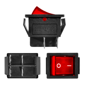 SWITCH (CAJAX10) 1 GOLPE 4P DPST ON-OFF TECLA ROJA 2.85X2.2CM 12V-35AMP
