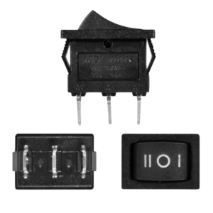 ย SWITCH (CAJAX10) 2 GOLPES 3P SPST ON- OFF-ON TECLA NEGRA 2X1.3CM 12V-10AMP