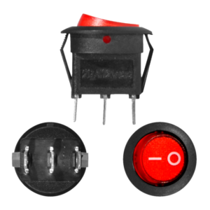 SWITCH 1 GOLPE 2P SPST ON-OFF TECLA REDONDA ROJA (O 20MM) 12V-35AMP