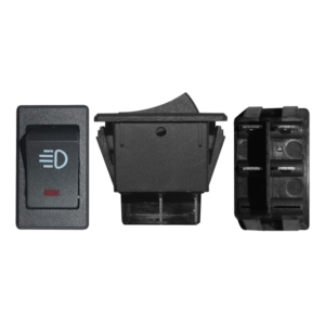 SWITCH 1 GOLPE 4P DPST ON-OFF TECLA NEGRA PILOTO ROJO SIMBOLO LUZ 3.4X2CM 12V-35A (GPM-006)