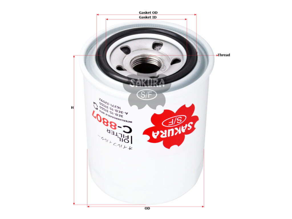 FILTRO DE ACEITE FLUJO COMPLETO, ENROSCABLE HAKO, HITACHI, HYSTER, JOHN DEERE, KOMATSU, MITSUBISHI, YALE, YANMAR