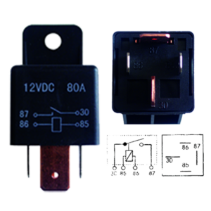 RELAY 12V 4P LUCES TIPO PESADO 80 AMP